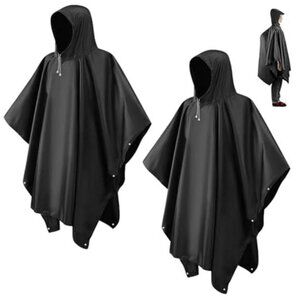 2 Pack Adult Rain Ponchos Waterproof Reusable Lightweight Hooded Travel Outdoor